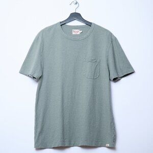 Faherty Short Sleeve Hemp Blend Relaxed Fit Crew Neck Olive Tee Shirt Medium